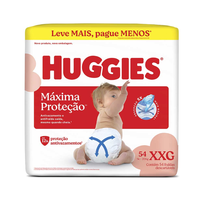 imagem de Fralda Descartável Huggies Máxima Proteção XXG c/54