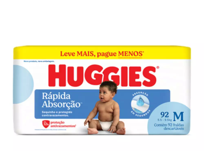 imagem de Fralda Descartável Huggies Rápida Absroção Hiper M c/92