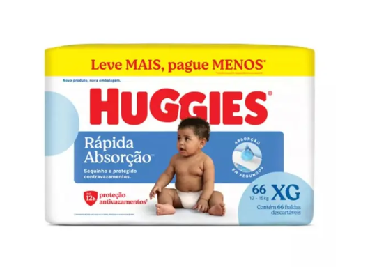 imagem de Fralda Descartável Huggies Rápida Absorção Hiper XG c/66