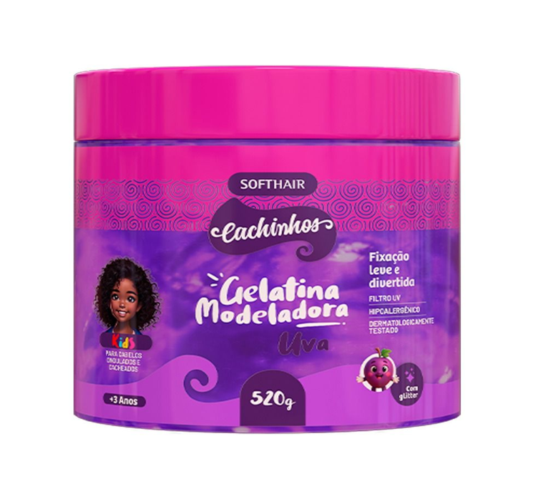 imagem de Gelatina Capilar Softhair Cachinhos Uva Glitter 520g