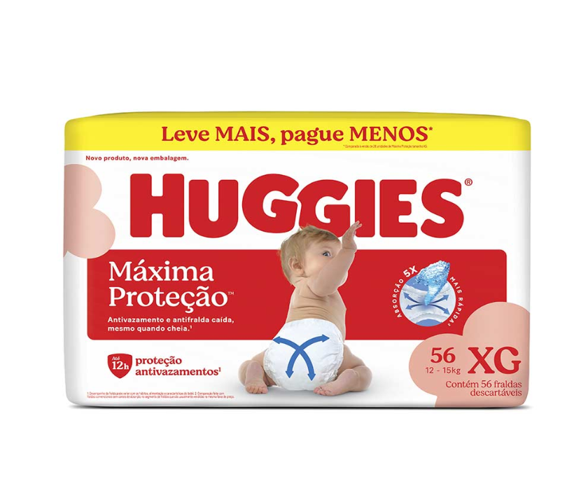 imagem de Fralda Descartável Huggies Máxima Proteção XG c/56
