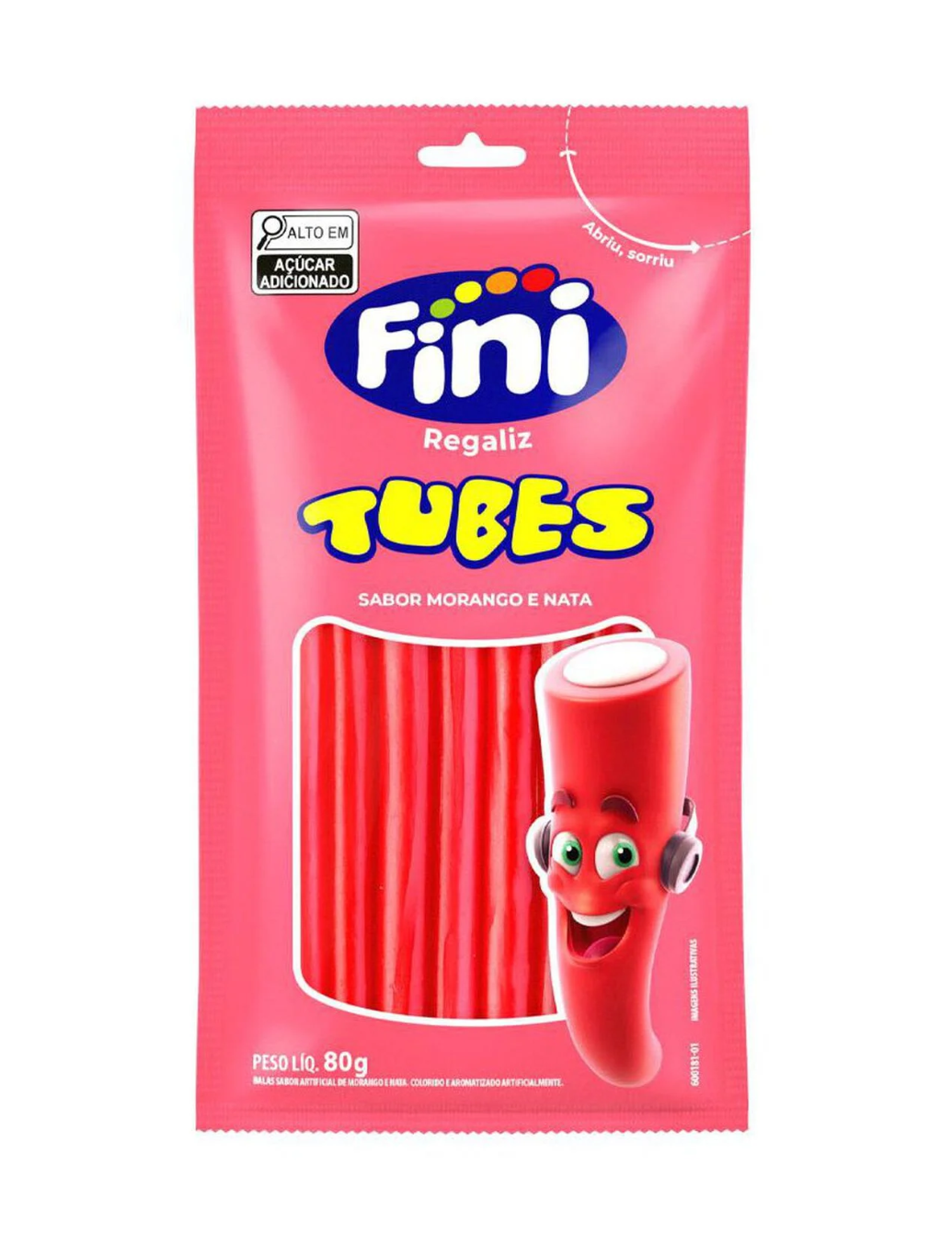 imagem de Bala Fini Tubes Morango Regaliz 80g