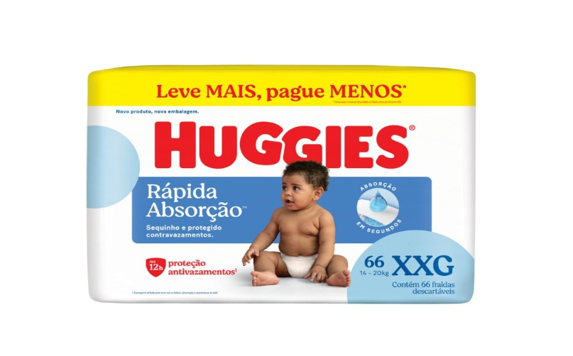 imagem de Fralda Descartável Huggies Rápida Absorção Hiper XXG c/ 66