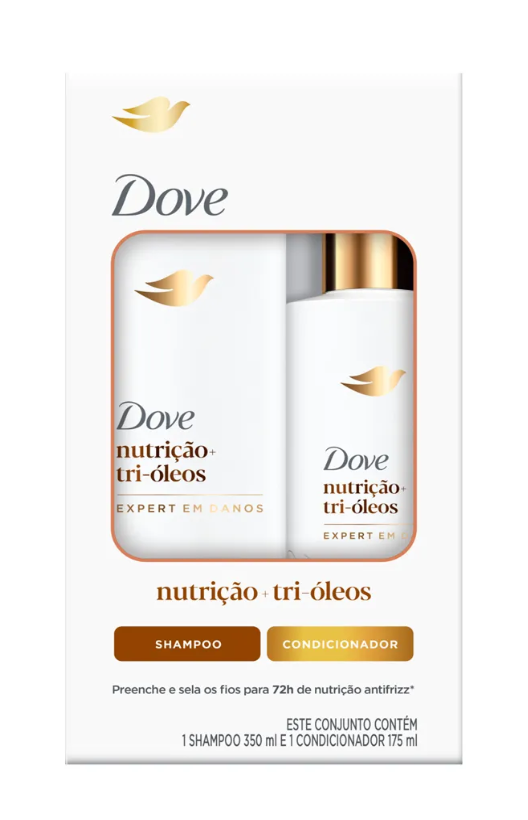 imagem de Kit Dove Shampoo 350ml + Condicionador 175ml Nutrição Tri-Óleos