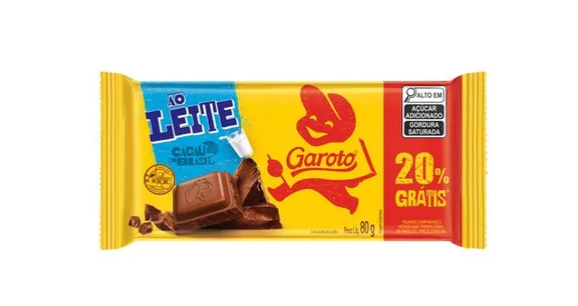 imagem de Chocolate Garoto Ao Leite 20% Grátis 80g