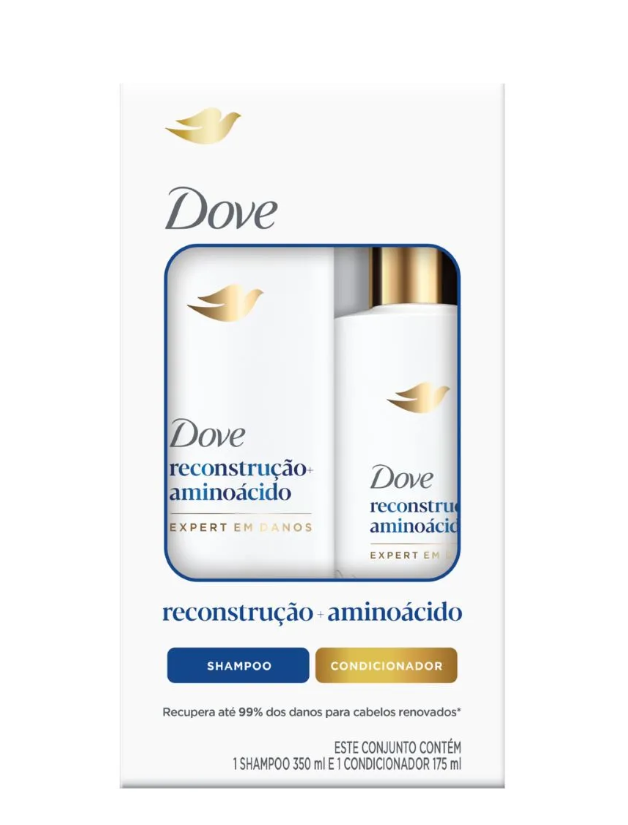 imagem de Kit Dove Shampoo 350ml + Condicionador 175ml Reconstrução Aminoácido
