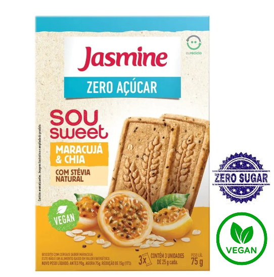 imagem de Biscoito Jasmine Sou Sweet Maracujá Chia 90g