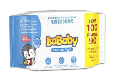 imagem de Toalha Umedecida Isababy Primeiros 100 dias c/100un
