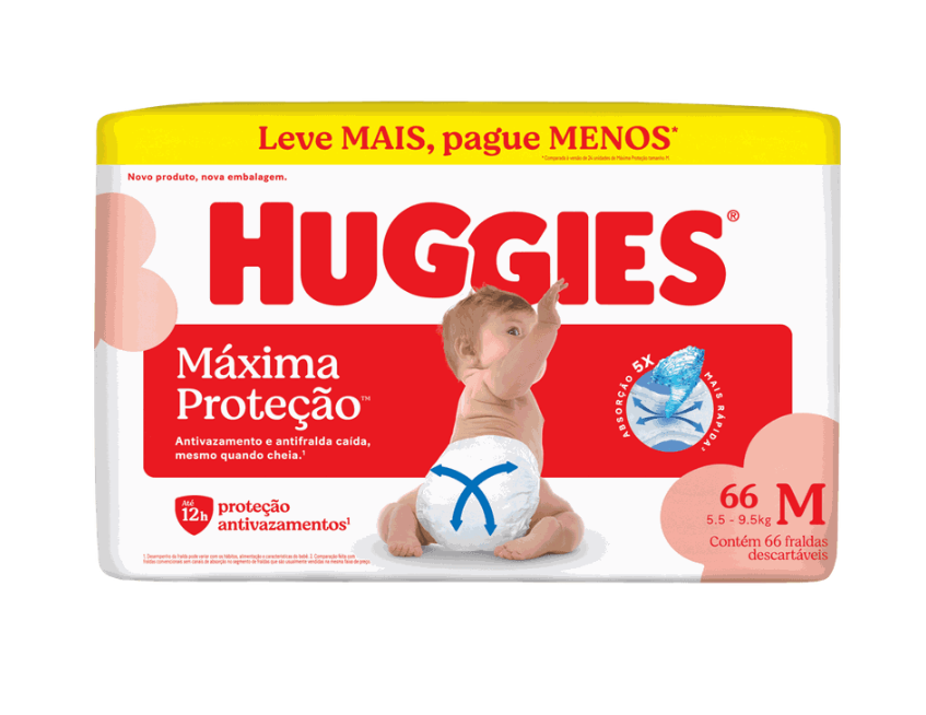 imagem de Fralda Descartável Huggies Máxima Proteção M c/66