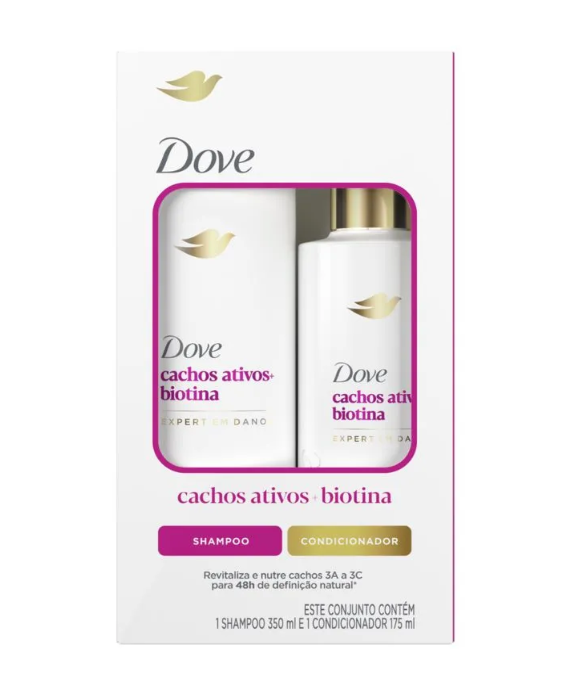 imagem de Kit Dove Shampoo 350ml + Condicionador 175ml Cachos Ativos Biotina