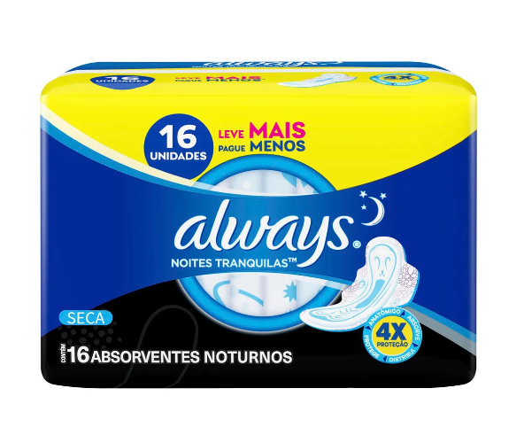 imagem de Absorvente Always c/ Abas Noturno Seca c/16un