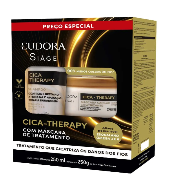 imagem de Kit Siàge Cica Therapy Shampoo 250ml Máscara Tratamento 250g