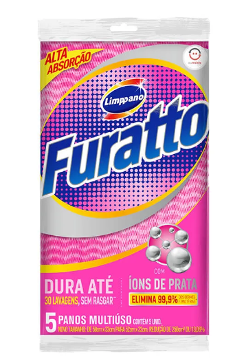 imagem de Pano Limppano Furatto Rosa c/5un
