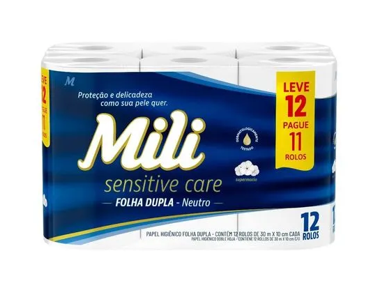 imagem de Papel Higiênico Mili 30m Folha Dupla Neutro Leve 12 Pague 11